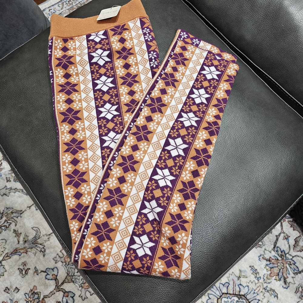 Free People Orange and Purple Patterned Knit Pants